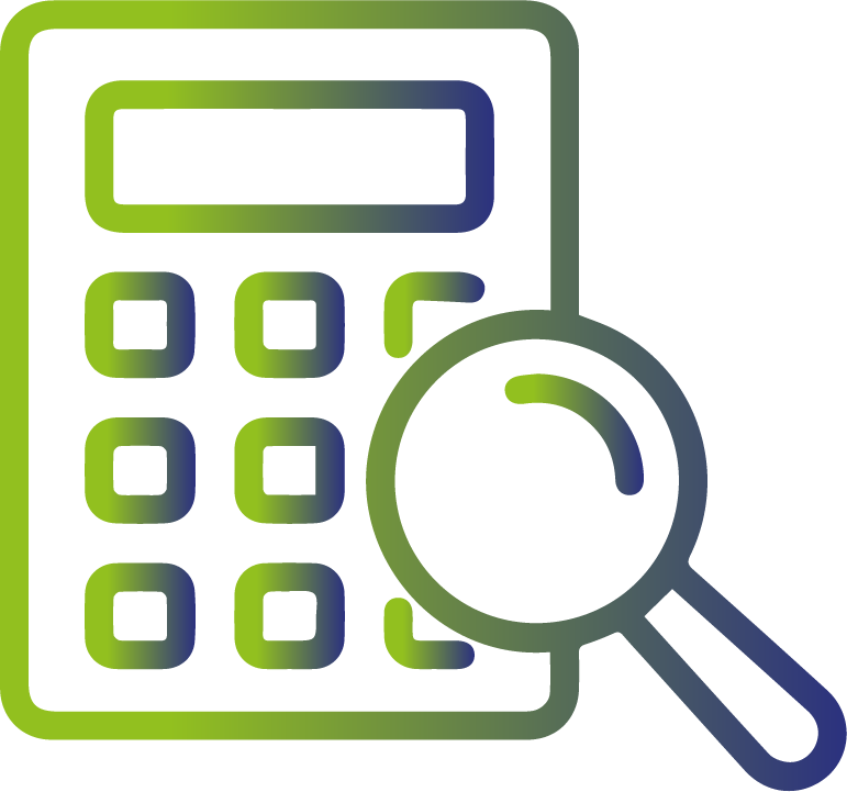 Logo d'une calculatrice et d'une loupe représentant les logiciels de comptabilité et de RH
